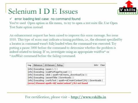 Selenium IDE Troubleshooting