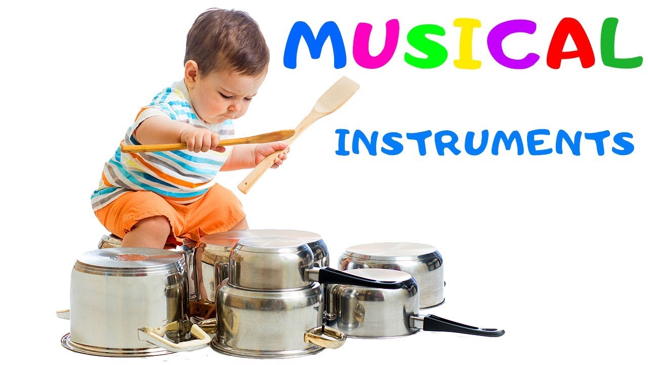 Music For Kids. Learn Musical Instruments And Sounds For Children Drums Cymbals Tambourine