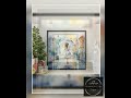 Colorful Watercolor Cityscape Wall Art Print, Woman with Umbrella Walking, Vibrant Home Decor