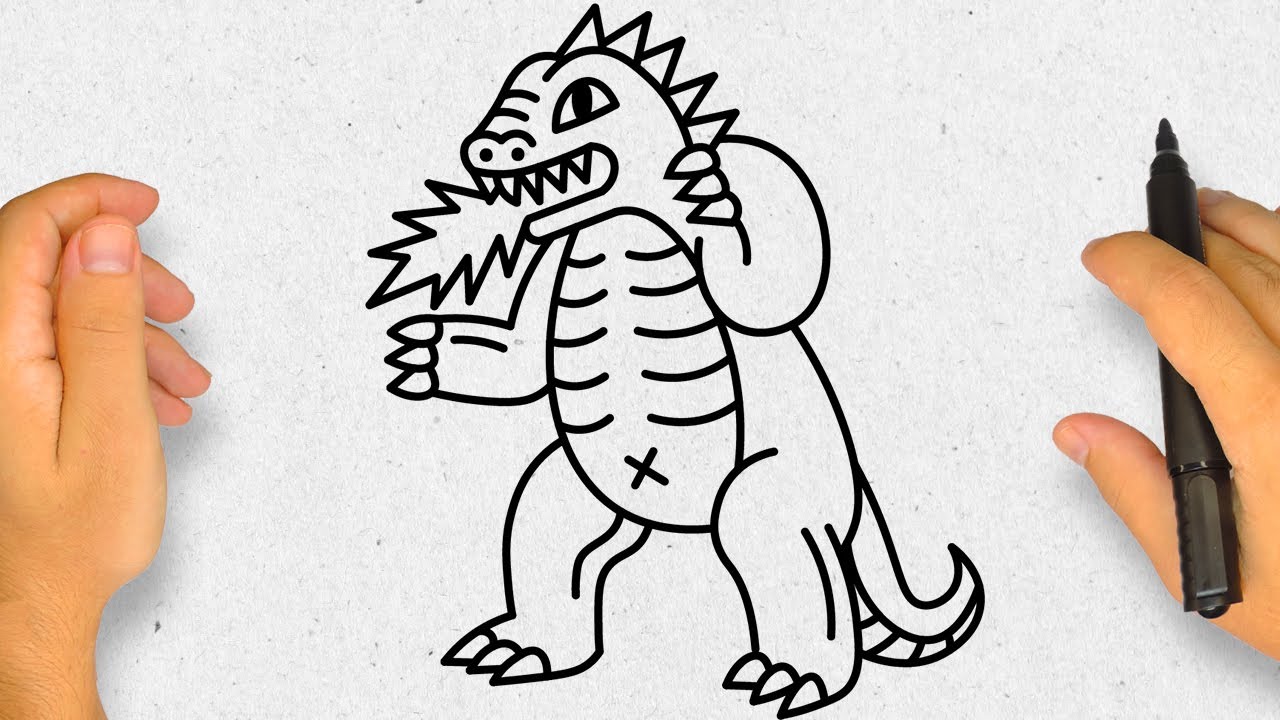 Cómo dibujar a Godzilla Paso a Paso Simple y Fácil