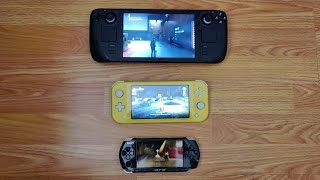 Steam Deck/Switch Lite/PSP 3000 Size and display comparison - YouTube