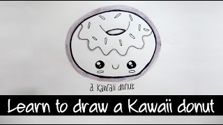 draw donut kawaii step learn