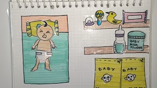 (💸paper DIY💸) Baby sitting👶👶🍼🍼 baby care tutorial