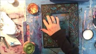 CHM - Gel Press Prints and Hot Glue Mirror