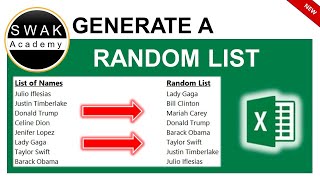 👍 Generate a Random List in Excel