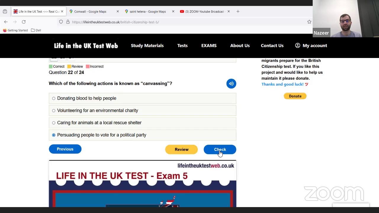 امتحان  Life in the UK - المجموعة الخامسة