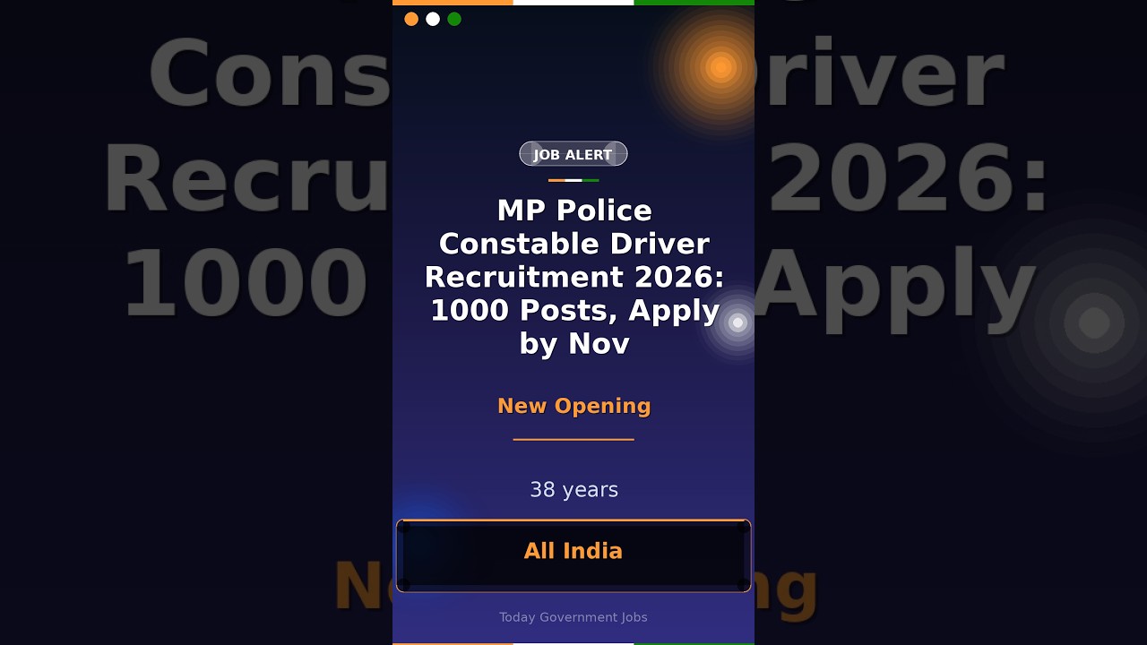 MP Police Constable Driver Recruitment 2026: 1000 Posts, Apply by Nov