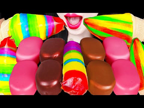 ASMR MUKBANG RAINBOW DESSERT 레인보우 아이스크림 먹방 CHOCOLATE ICE CREAM EATING