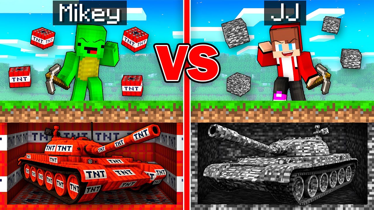 Майки ТНТ против Джей-Джея Бедрока: битва на танковых минах в Minecraft — Maizen