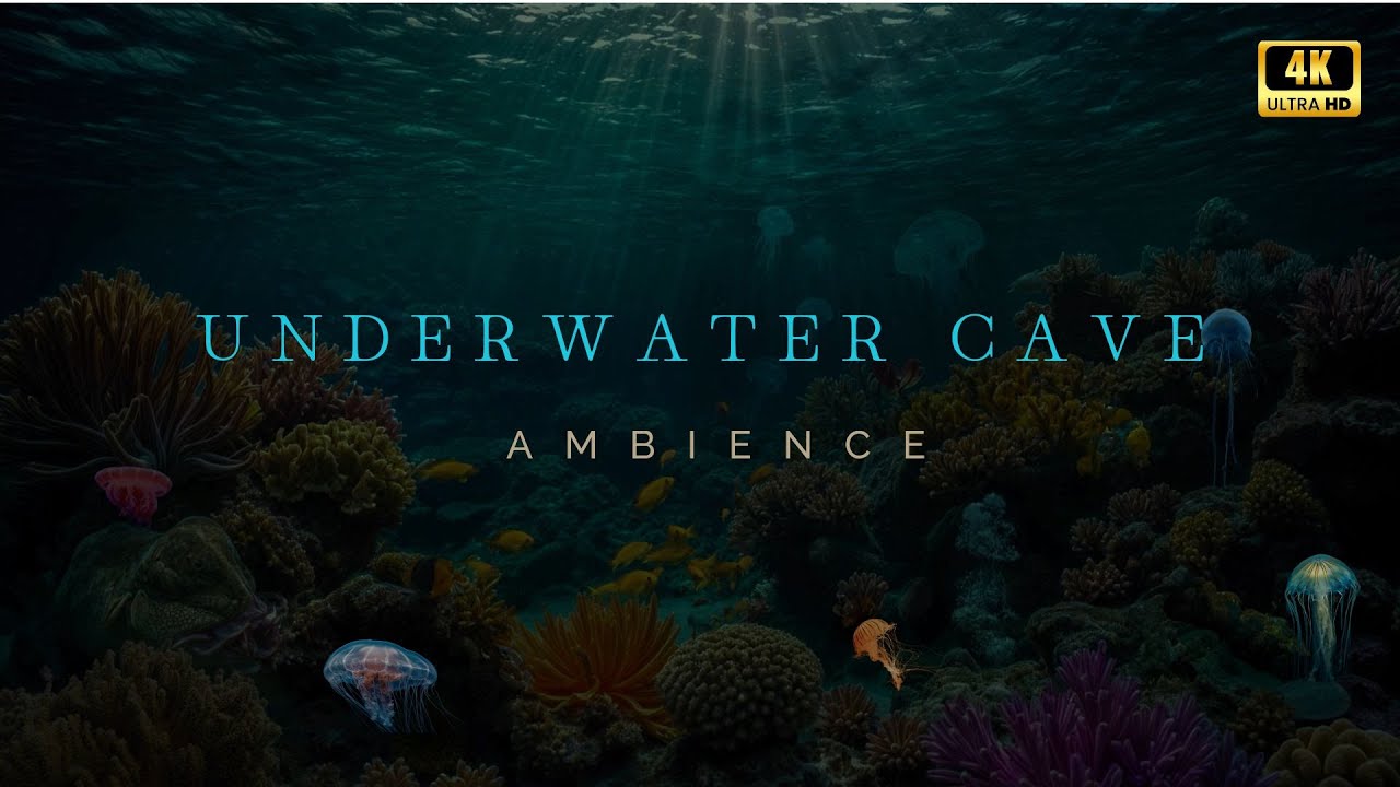 Deep Dark Ocean Cave 4K🌊🐙Peaceful Underwater Ambience with Jellyfish & Corals | Sleep & Relaxation