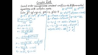 Second order homogeneous constant coefficients differential equations with complex roots example 2