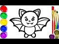 Рисуем картинку летучей мыши для детей / How to draw a picture of a bat for kids