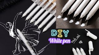 How to make White pen / Handmade white pen / DIY white pen / DIY school hacks