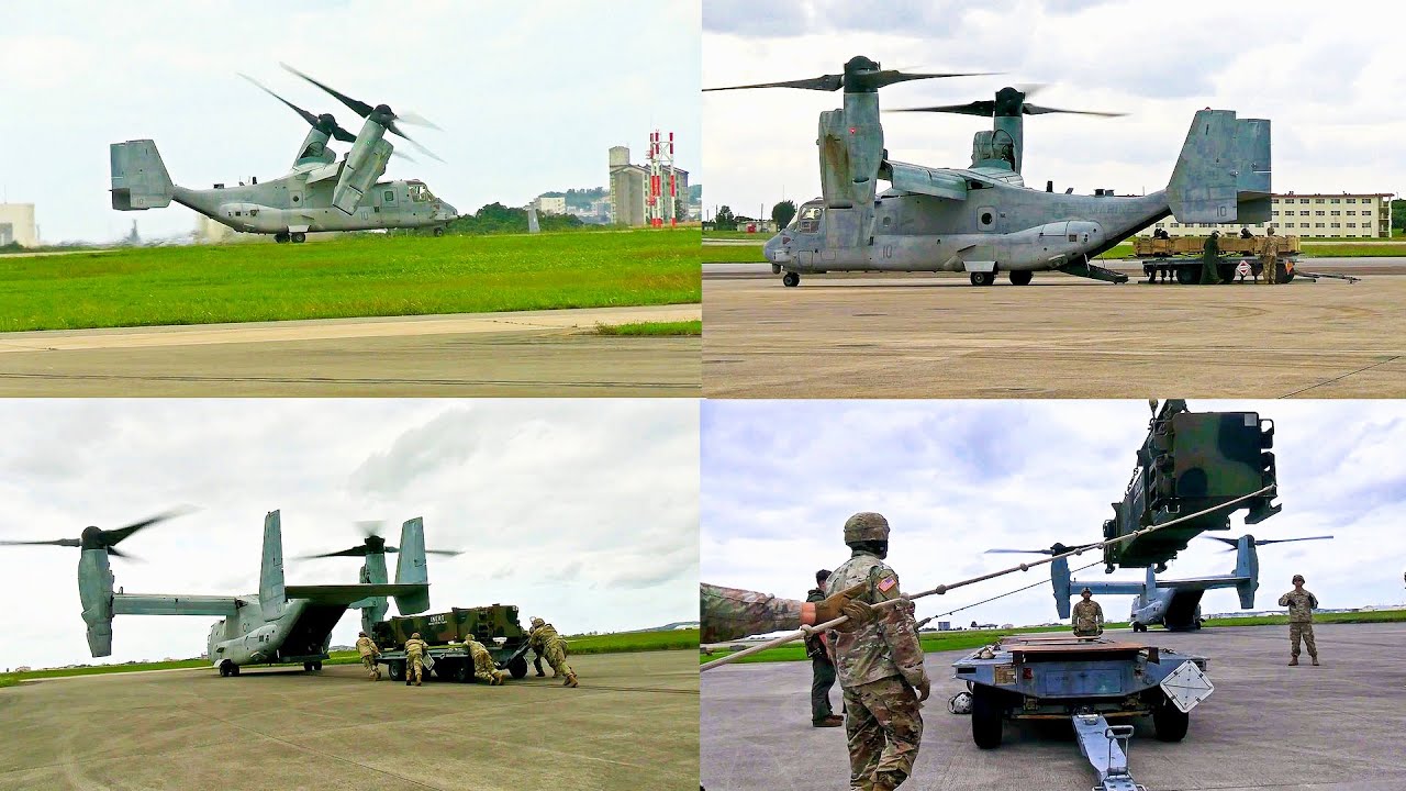 ◆2機◆ MV-22B OSPREY+TOMCAT オスプレイ+トムキャット MV-22B Osprey DELIVERS Patriot Missiles to Okinawa Japan