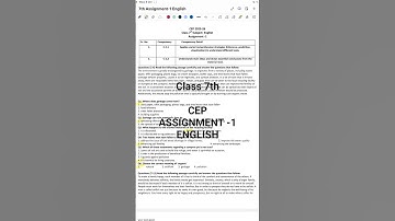class 7th cep english assignment -1 solution #cep