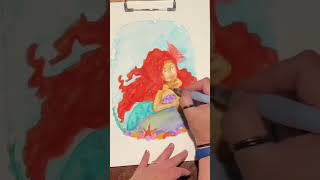 Inktober Scallop Little Mermaid Mixed Media Drawing