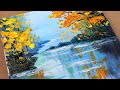 How To Paint Landscape in Acrylics / Woods / Satisfying / Daily Art Therapy / Easily / Day #062