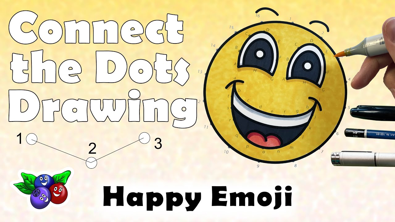 Connect the Dots Drawing - HAPPY EMOJI - Drawing Tutorial Easy