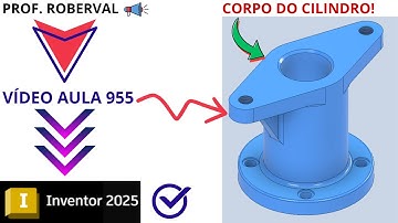 Aula 955 - Modelamento do Corpo do Cilindro com Flanges e Nervuras no Autodesk Inventor 2025
