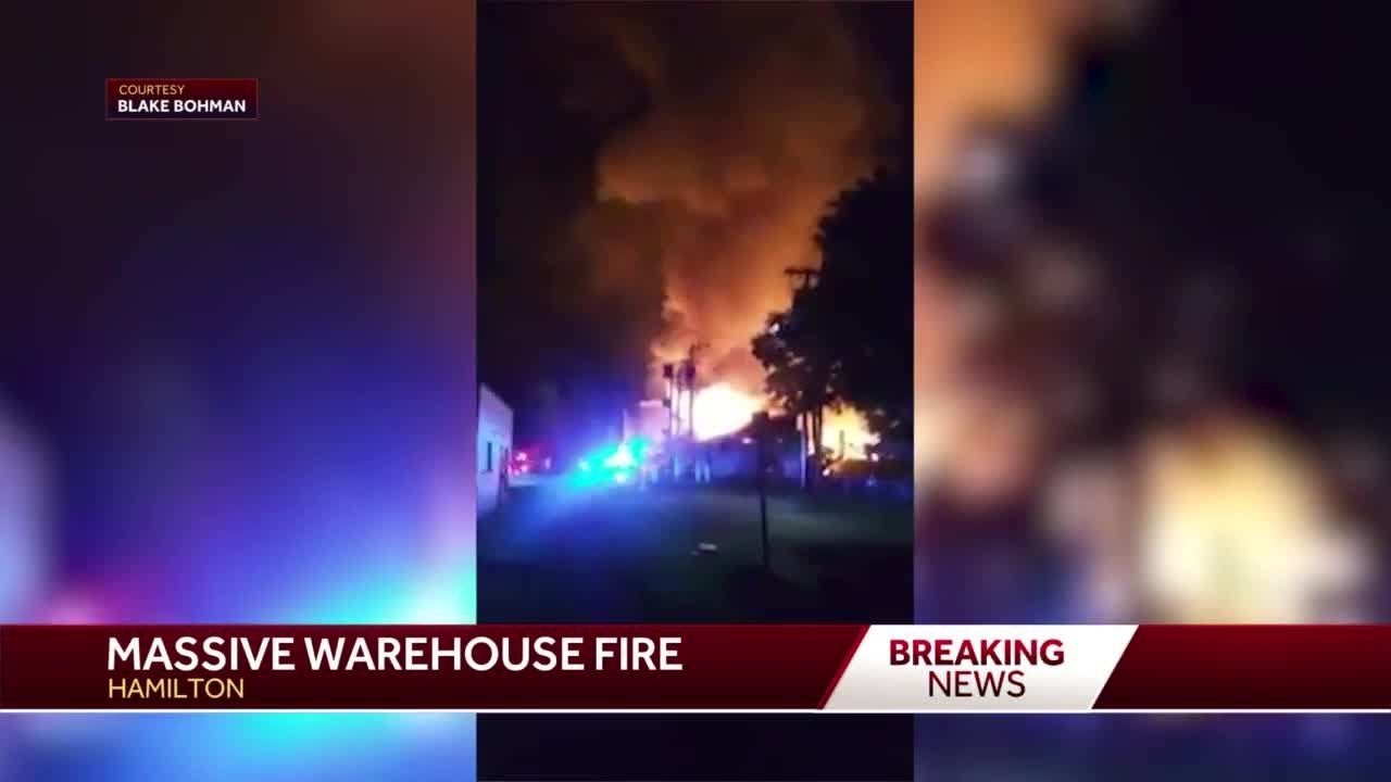 newspaper mockup Crews on scene after massive fire breaks out at warehouse in Butler County