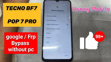 TECNO (BF7) POP 7 PRO Google Frp Bypass Without Pc 💯 solution
