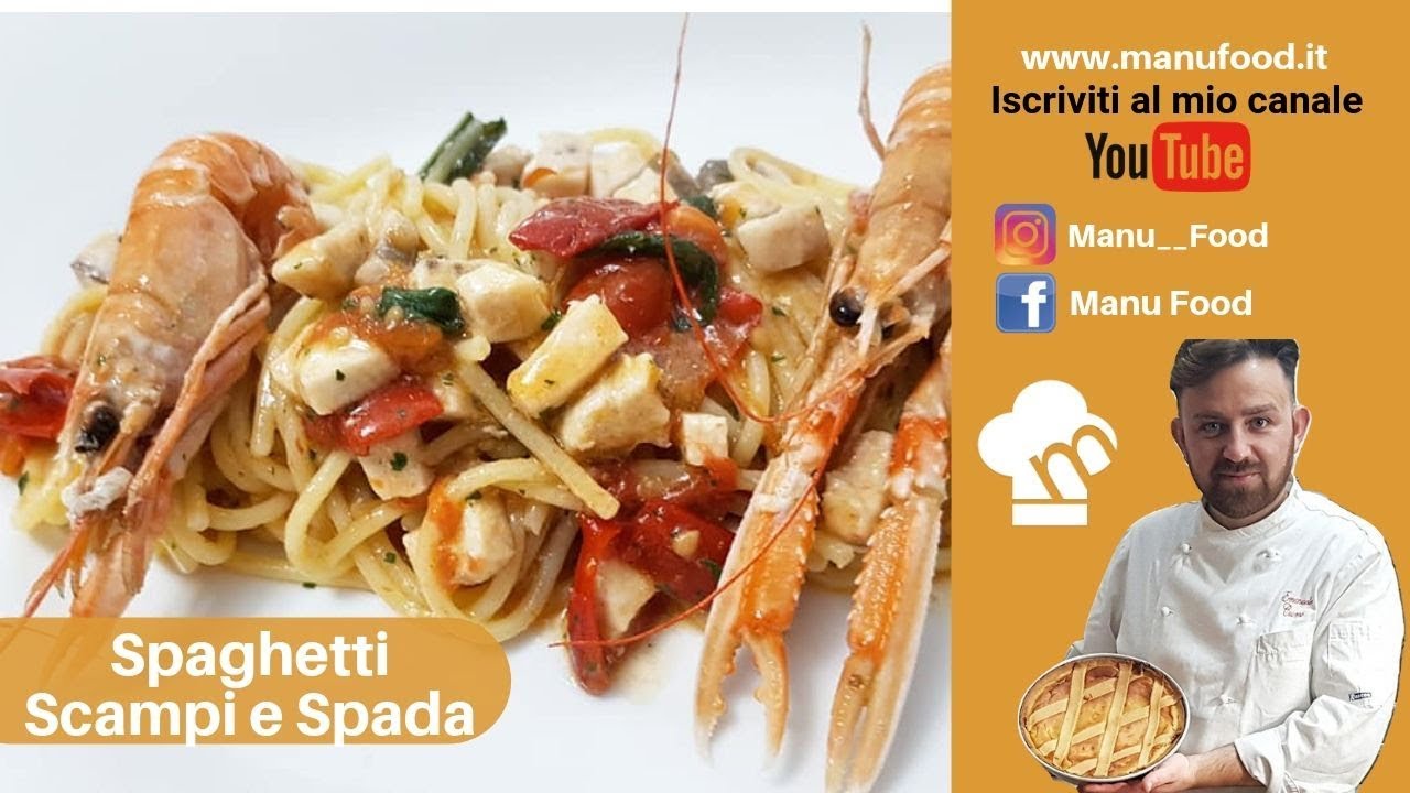 Spaghetti with Scampi and Swordfish