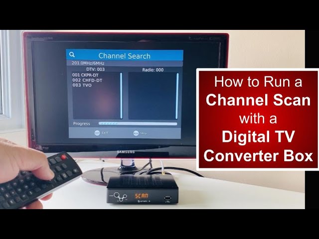 Digital TV Converter Boxes Run a channel scan - Auto program for over the air antenna channels class=