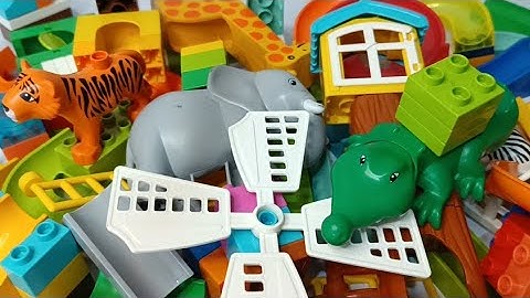 Satisfying Building Blocks Marble Run ASMR block coaster tree house elephant and many animals course