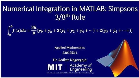 Numerical Integration in MATLAB: Simpsons 3/8th rule #matlabonline #numericalintegration