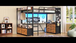 Itaar Twin Loft Bed with L-Shaped Desk