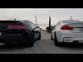 Chevy Camaro 2SS vs BMW M4 exhaust sound stock cold start warm start revs cracks and pops