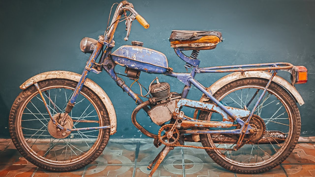 Restoration Old Motorcycle With Pedals 