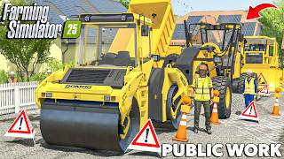 Road Construction Project - Building a New Road on Dirt Track! | PUBLIC WORK | Farming Simulator 25