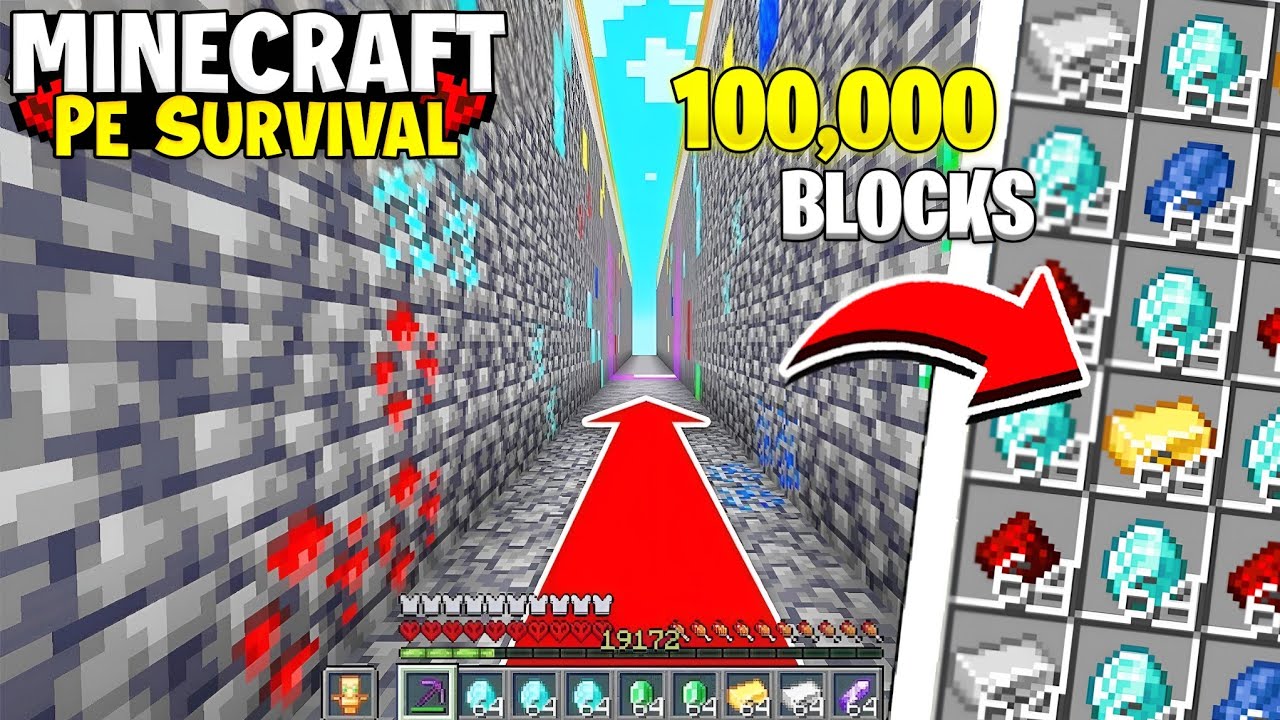 I Mined 10,000 Blocks in a STRAIGHT LINE in Survival Minecraft! - YouTube