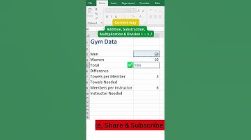 Addition, Subtraction , Multiplication and Division in 5 seconds #shortsexcel #exceltips #basicexcel