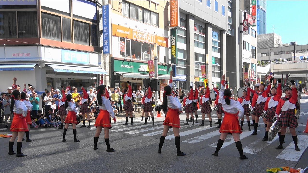 聖徳大学附属女子中・高マーチングバンド部（SMB）『松戸まつりイン2019 オープニングステージ』