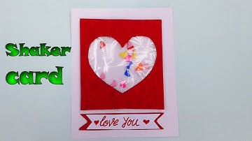 Shaker card - how to make Heart Shaker card handmade for Beginners and Kids