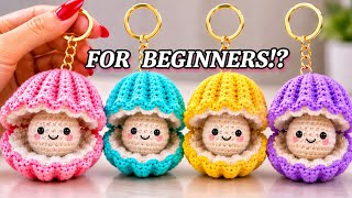 SO EASY! VIRAL Crochet Shell Keychain! 🐚😱 PERFECT FOR BEGINNERS 