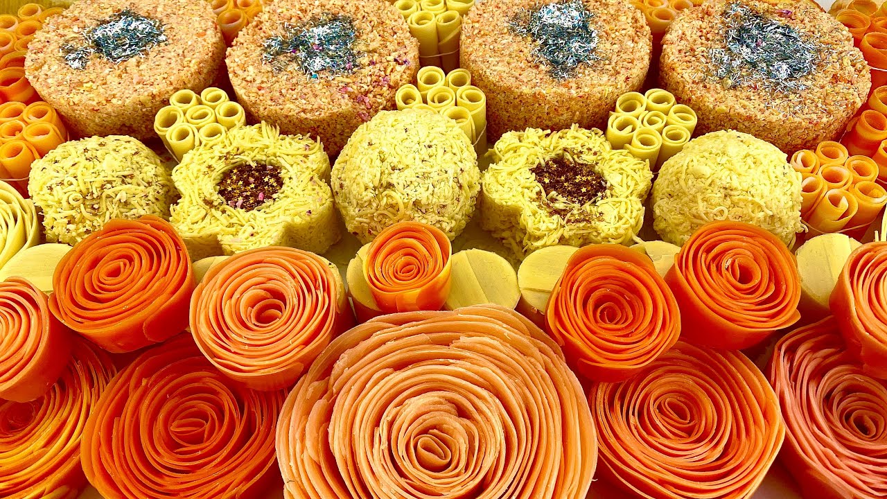 ASMR soap crushing roses 🧡 Cutting soap cubes 🧡 Soap balls with glitter ✨ Cortando jabon