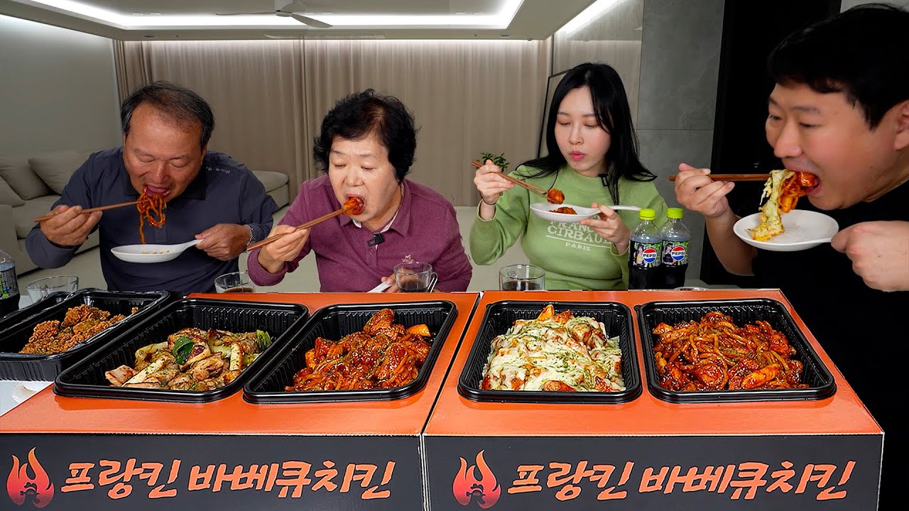 🍗Франкен барбекю курица с удоном, Чибап - шоу еды Mukbang