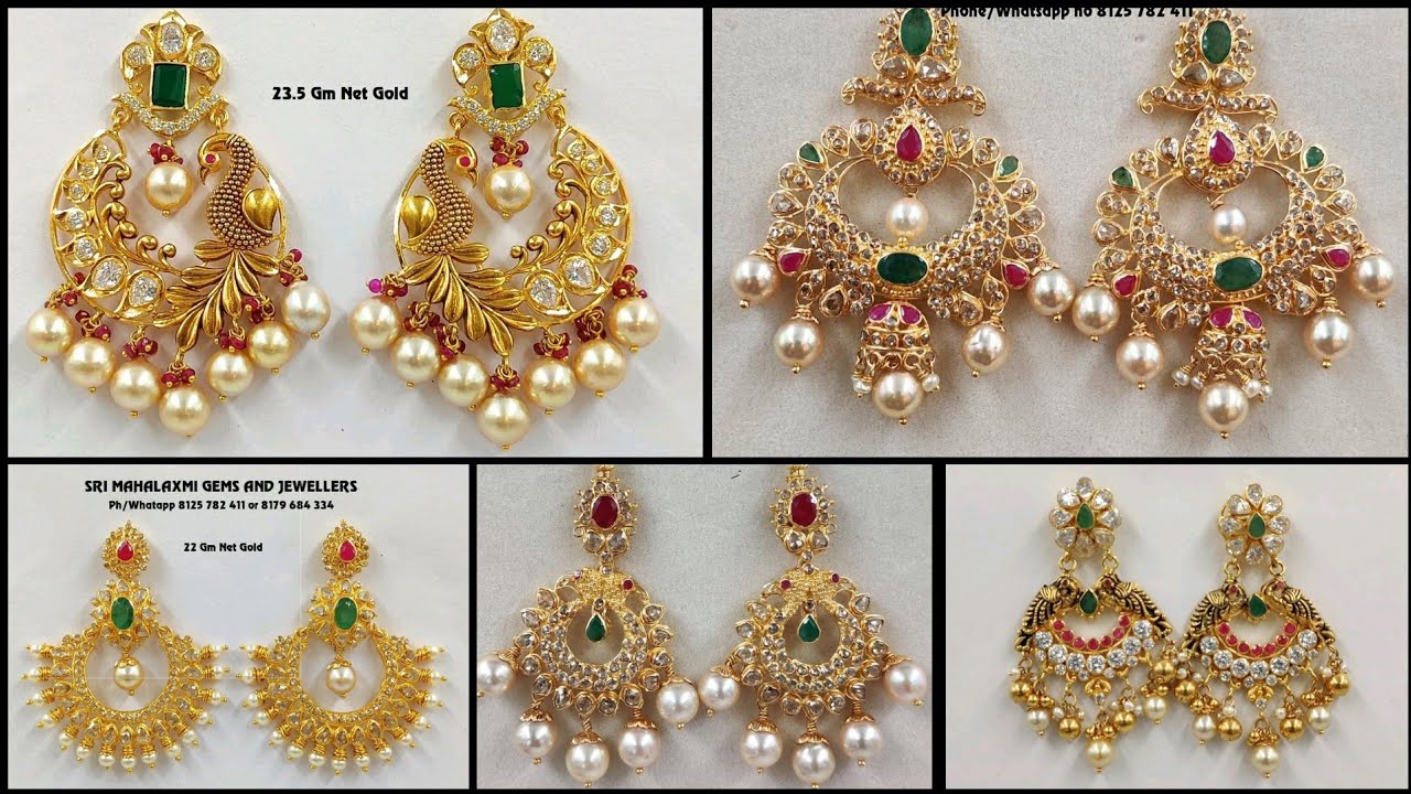 22ct light weight gold chandbali earrings with weight  price  order on  website  YouTube