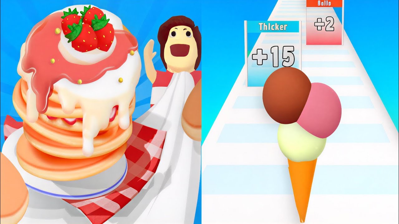 Pancake Run VS Ice Cream Rush All Levels SpeedRun Gameplay Android & iOS