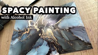 How to DIY SPACY Alcohol Ink Painting - Galaxy Universe