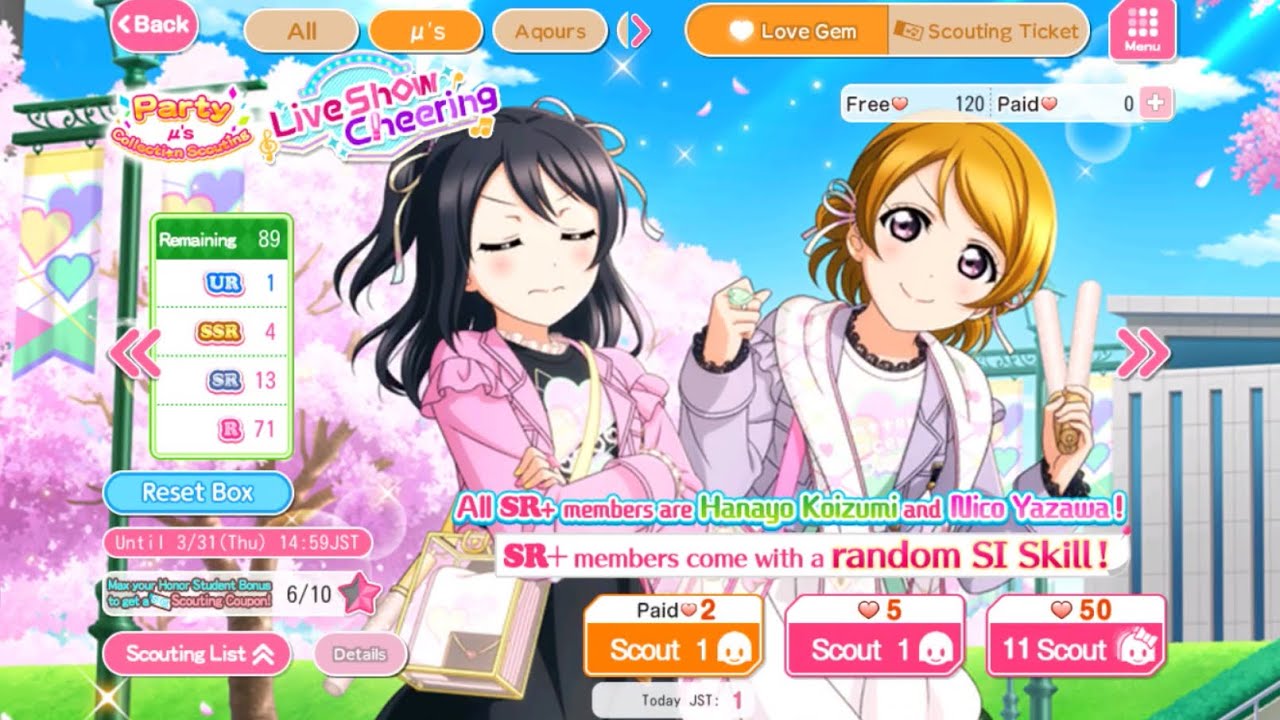 [SIF] Party μ's NICOPANA🙂🍙 (Nico, Hanayo) Gacha