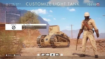 Battlefield 1 tank selection and spawn system