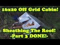 PART 8 - 16x20 Off Grid Cabin - SHEATHING THE ROOF (PART 3) ROOF COMPLETE!