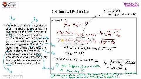 Unknown and Unequal Variances (CI for Difference in Two Population Means)