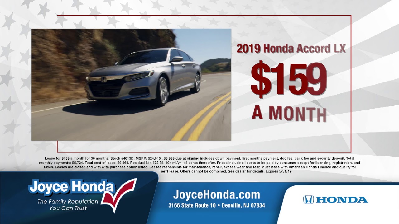 Joyce Honda Lease the 2019 Accord LX for 159 per month! YouTube