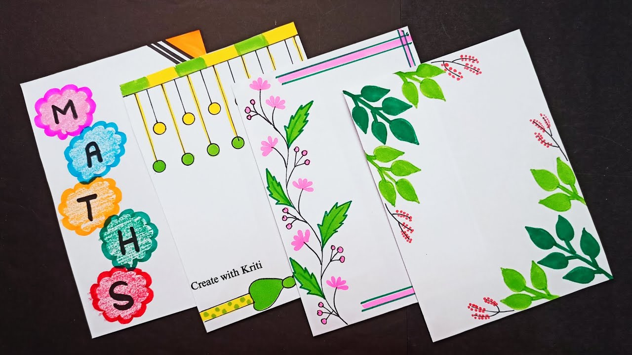 4 easy border design for project file | New First page design for ...
