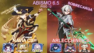 Genshin Impact | Abismo 6.5 Piso 12 (36⭐) | Navia Cristalizado Lunar + Arlecchino Sobrecarga
